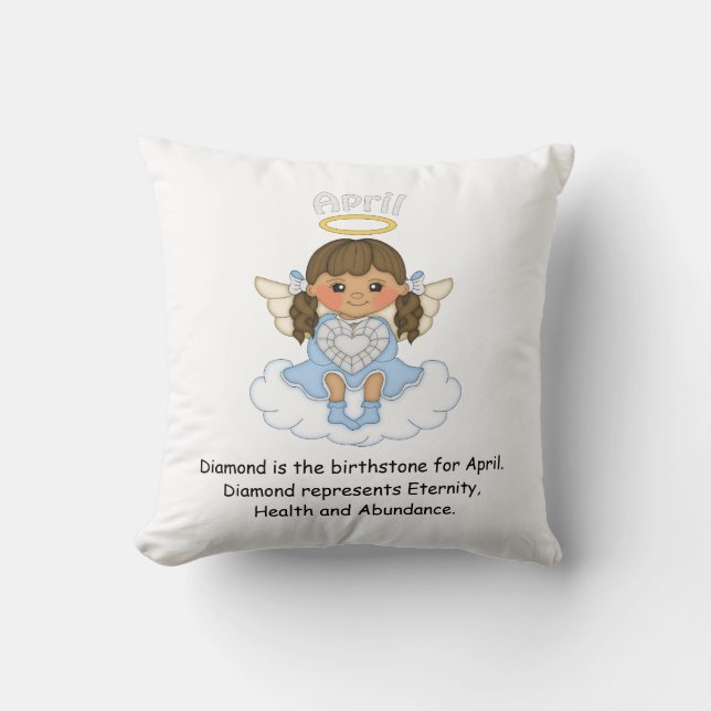 Coussin Brune d'ange de pierre porte-bonheur d'avril (Recto)