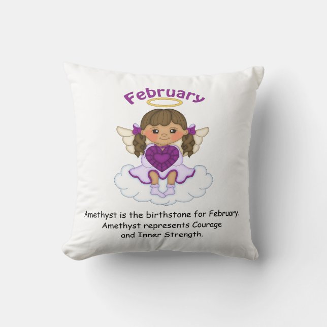 Coussin Brune d'ange de pierre porte-bonheur de février (Recto)
