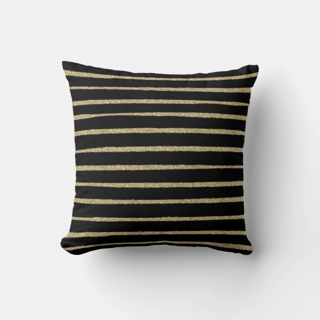 Coussin Brush Black Gold Strokes (Recto)
