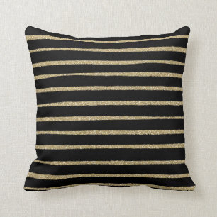 Coussin Brush Black Gold Strokes