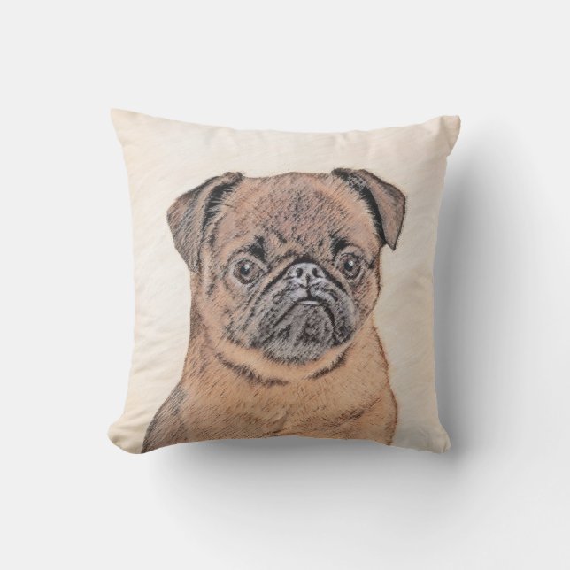 Coussin Bruxelles Griffon Smooth Painting Original Chien A (Recto)