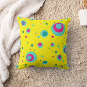 Coussin Bubbles d'été colorés points motif frais Jaune
