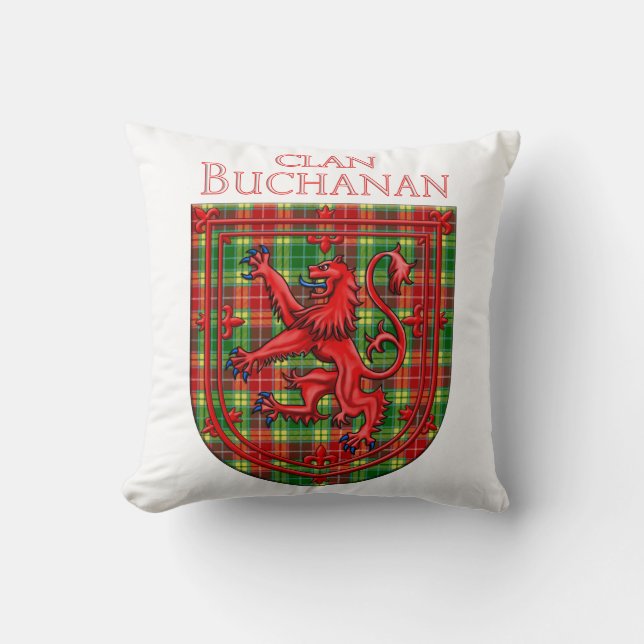 Coussin Buchanan Tartan Scottish Plaid Lion Rampant (Recto)