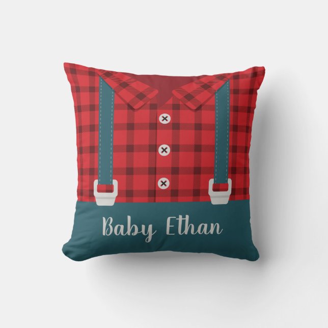 Coussin Bûcheron mignon et denim, Décoration de nursery (Recto)