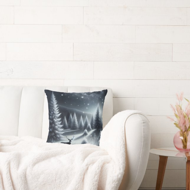 Coussin Buck Deer En Forêt D'Hiver (Canapé)