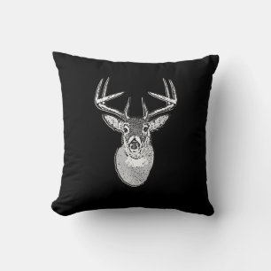 Coussin Buck sur la tête de cerf de queue blanche noire