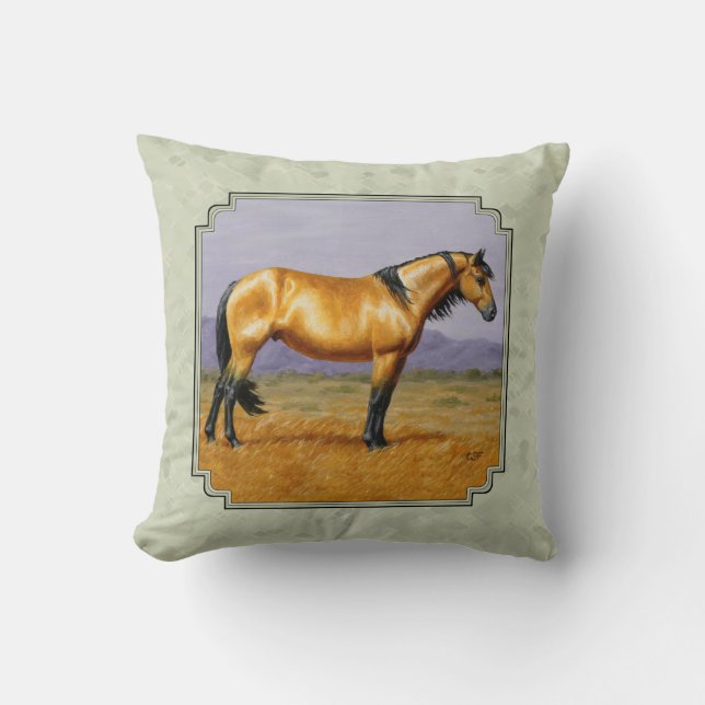 Coussin Buckskin Horse Mustang Stallion (Recto)
