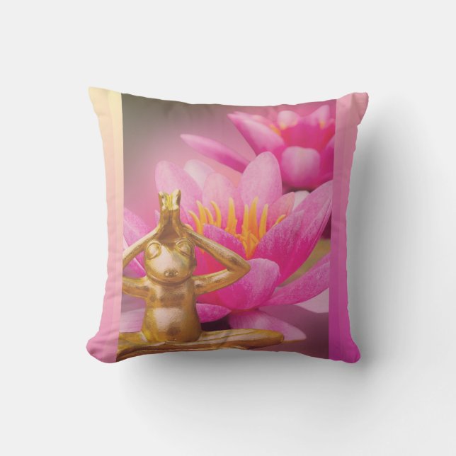 Coussin BuddhaToday V3 #4 Grenouille en fleurs (Recto)