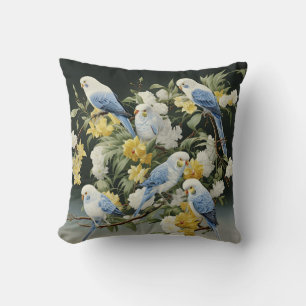 Coussin Budgies bleues