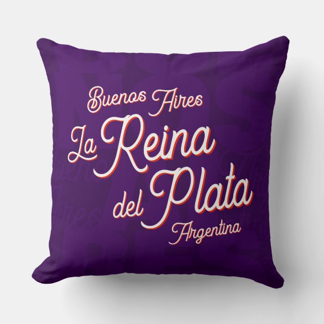 Coussin Buenos Aires "La Reina del Plata" typography Art   (Recto)