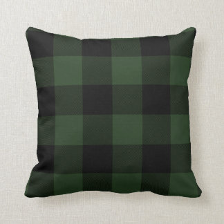 Coussin Buffalo Check Celtic Green and Black Carrés Plaid