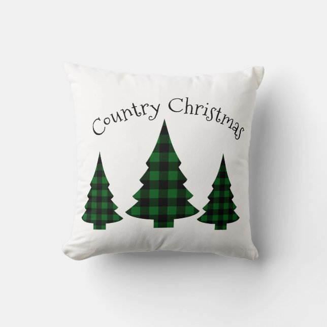 Coussin Buffalo Check Plaid Vacances Pays Noël (Recto)