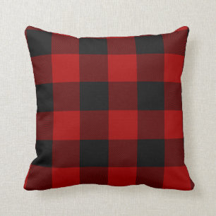 Coussin Buffalo Check Red and Black Carrés Plaid