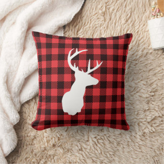 Coussin Buffalo Plaid Farmhouse Deer