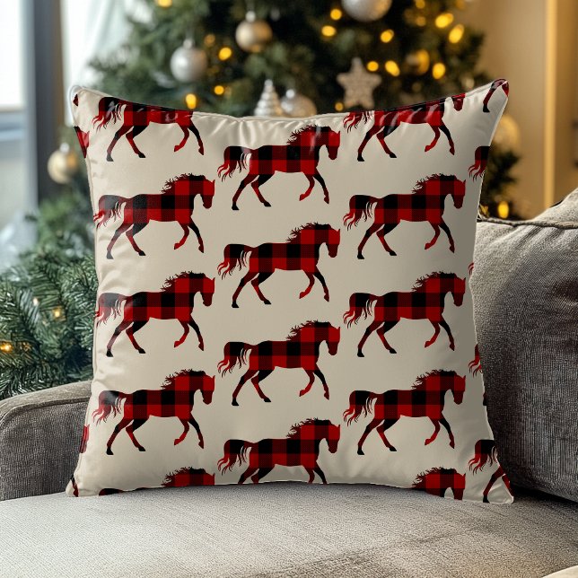 Coussin Buffalo Plaid Horse Sud-Ouest En vichy Ouest (Créateur téléchargé)