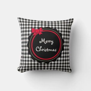 Coussin Buffalo Plaid Joyeux Décor Festif de Noël