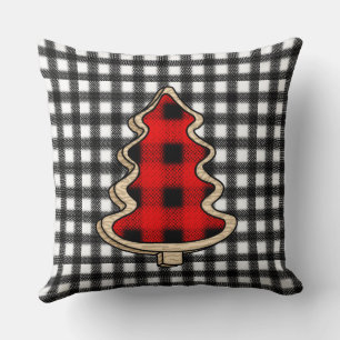 Coussin Buffalo Plaid, Red En vichy sapins de Noël