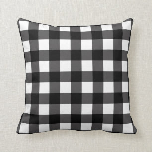 Coussin Buffle à carreaux noir et blanc en vichy