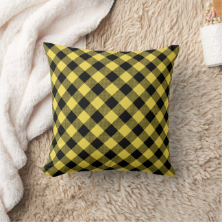 Coussin Buffle jaune plaqué | Motif Lumberjack
