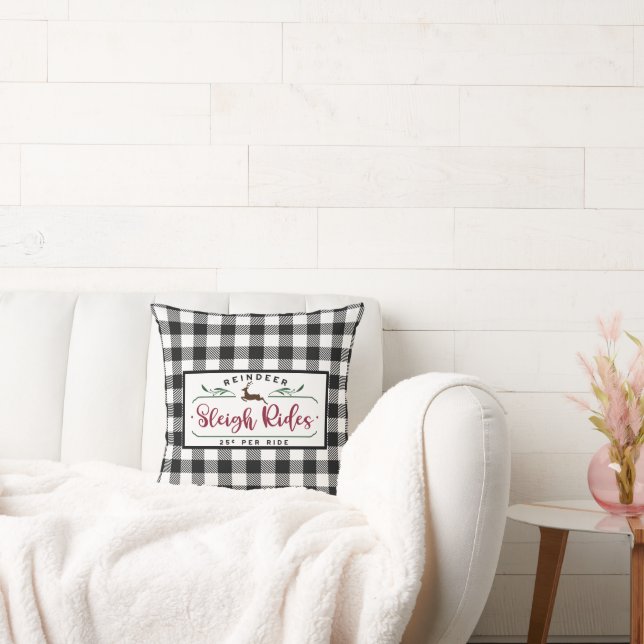 Coussin Buffle noir blanc Plaid - Reindeder Sleigh Ride (Canapé)