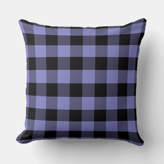 Coussin Buffle noir et lunette de Motif Plaid P (Recto)