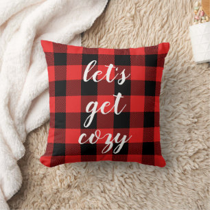 Coussin Buffle noir rouge plaqué   Lumberjack Personnalisé