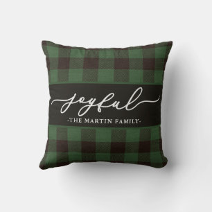 Coussin Buffle vert Plaid avec Joyeux Script Noël