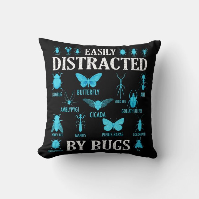Coussin Bugs Amusants De Bug Facilement Distrait Par Les B (Recto)