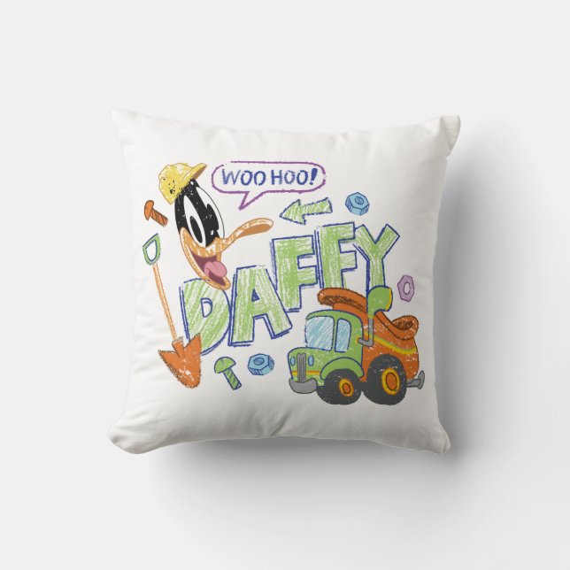 Coussin BUGS BUNNY BUILDERS™| Croquis artistique de DAFFY  (Recto)