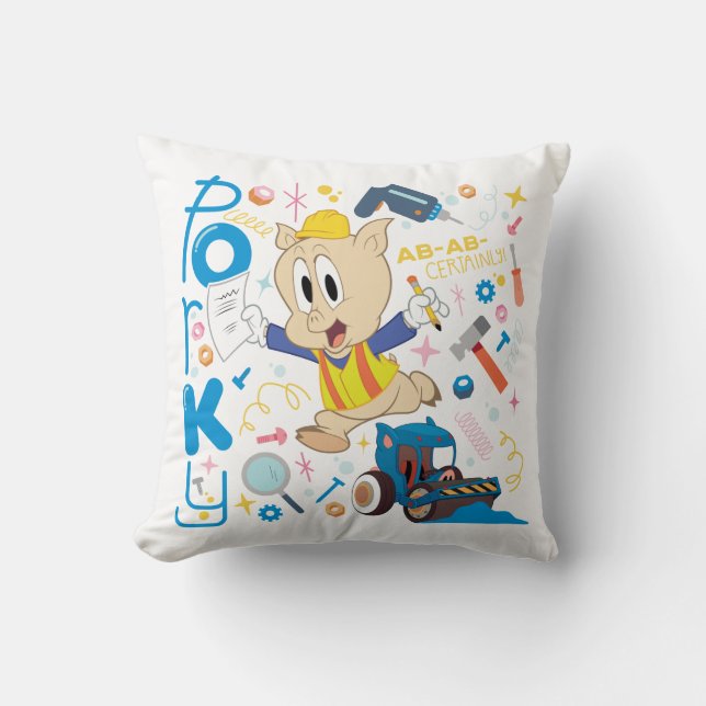 Coussin BUGS BUNNY BUILDERS™| Porky Pig Outils de Travail (Recto)