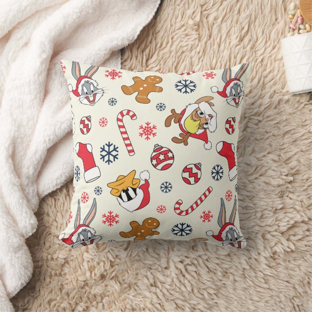 Coussin BUGS BUNNY™, DAFFY DUCK™ & Lola Motif de Noël (Couverture)