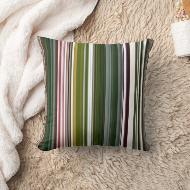 Coussin Buisson de baies vert et rouge rayé (Couverture)