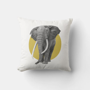 Coussin Bull éléphant - Dessin au crayon sur or