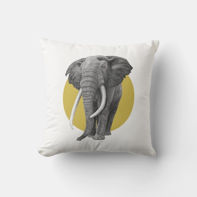 Coussin Bull éléphant - Dessin au crayon sur or (Recto)