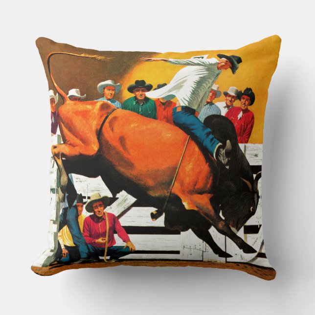 Coussin Bull Riding par Fred Ludekens (Recto)