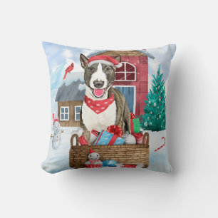 Coussin Bull Terrier Chien dans la neige Maison de Chien d