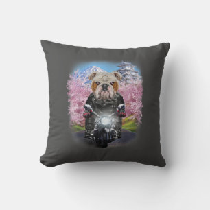 Coussin Bulldog Anglais En Moto Tour Jardin Japonais