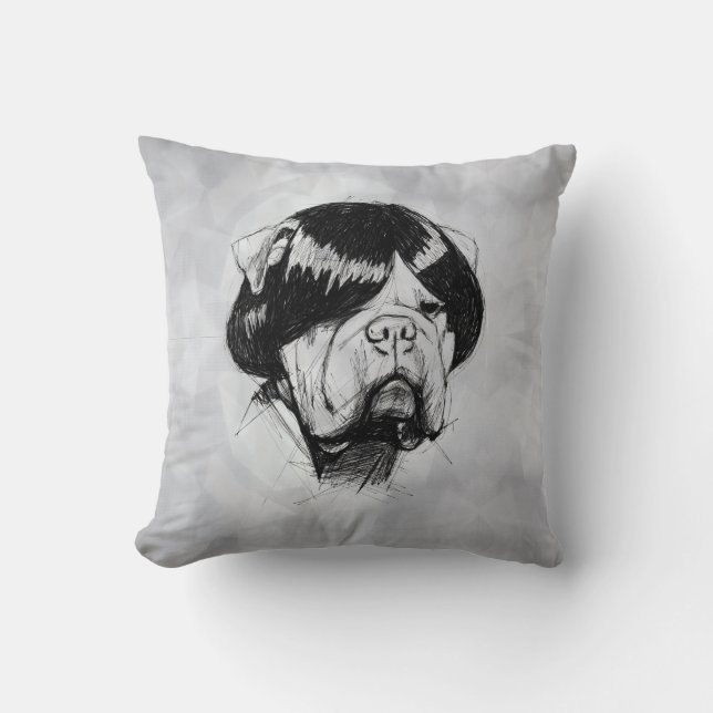 Coussin Bulldog avec une perruque (Style 5) Beaux-Arts (Recto)