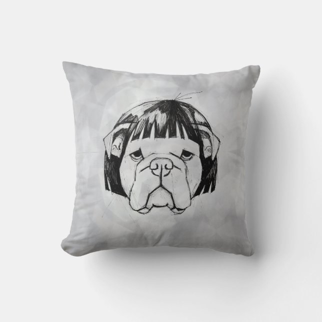 Coussin Bulldog avec une perruque (style 8) Beaux-arts (Recto)