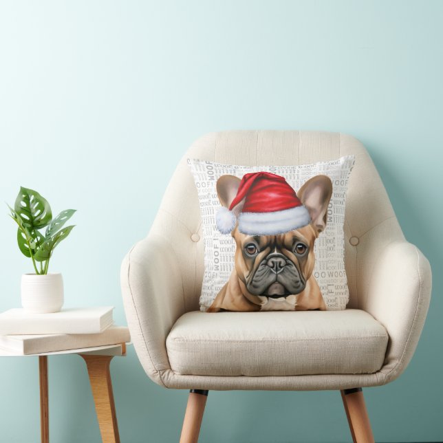 Coussin Bulldog français aquarelle Noël (Chaise)