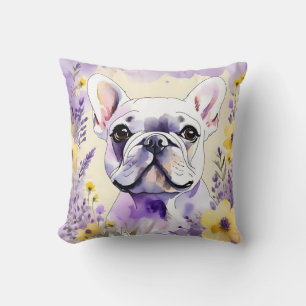 Coussin Bulldog français et Fleur sauvage