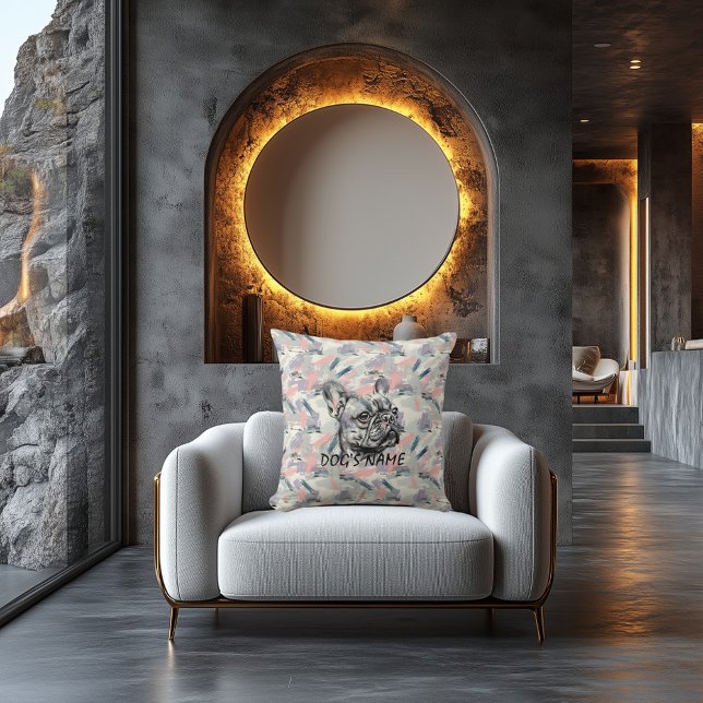 Coussin Bulldog français personnalisé Pinceau Abst (Créateur téléchargé)