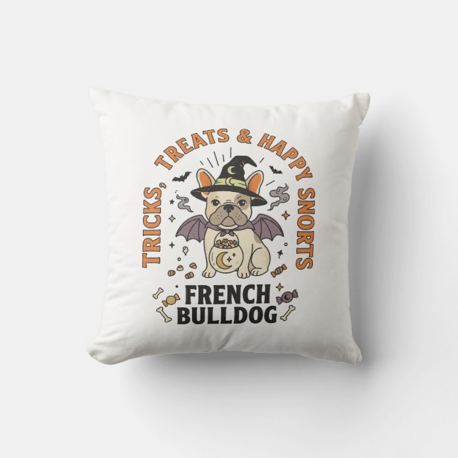 Coussin Bulldog français trickster Halloween (Recto)