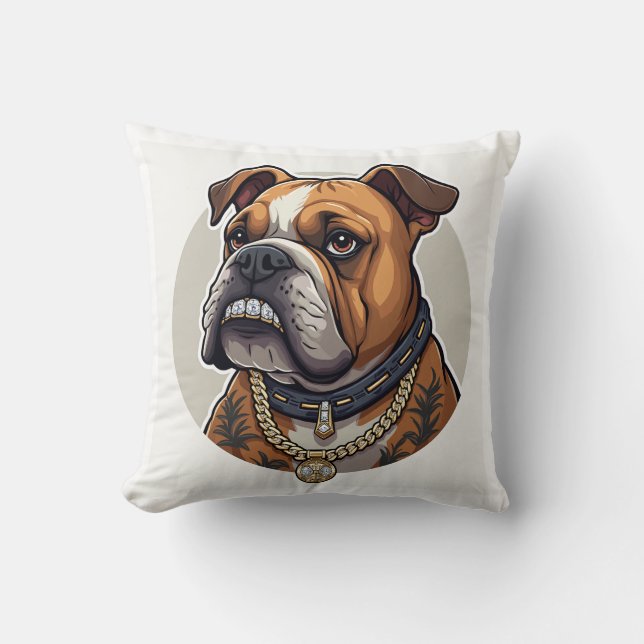 Coussin Bulldog & Girl (Recto)