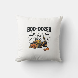 Coussin Bulldozer fantôme de Halloween Boo-Dozer Design_1