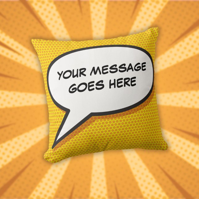 Coussin Bulle de dialogue personnalisée de bande dessinée  (Funny Comic Book Personalized Speech Bubble Modern Throw Pillow)
