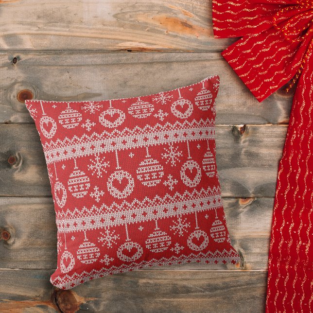 Coussin Bulle de Noël rouge nordique (Créateur téléchargé)