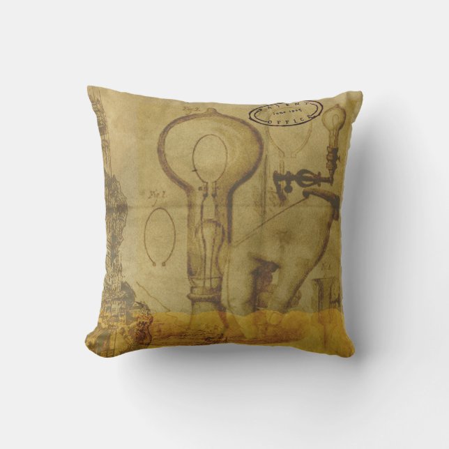 Coussin Bulle lumineuse Edison Steampunk Grande Fête des p (Recto)