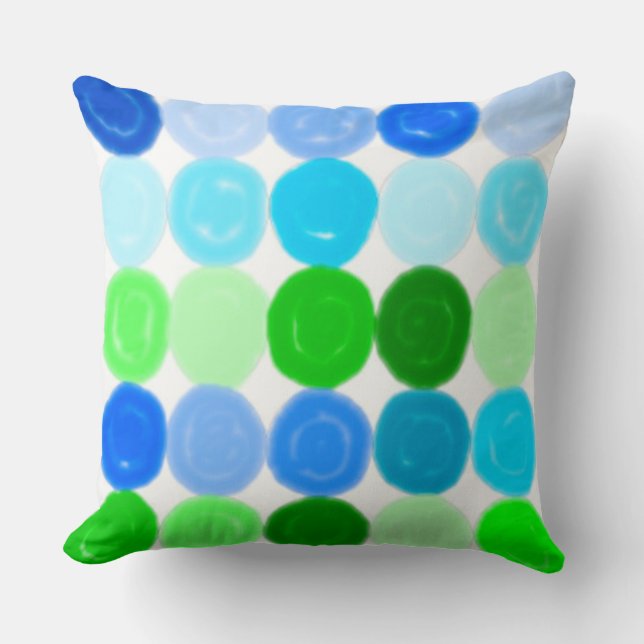 Coussin Bulles bleues et vertes (Recto)