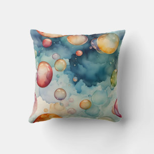 Coussin Bulles colorées Aquarelle Art